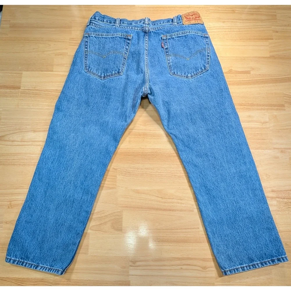 Levis 505 Regular Fit Mens Blue Medium Wash Straight Leg Denim Jeans 34x28